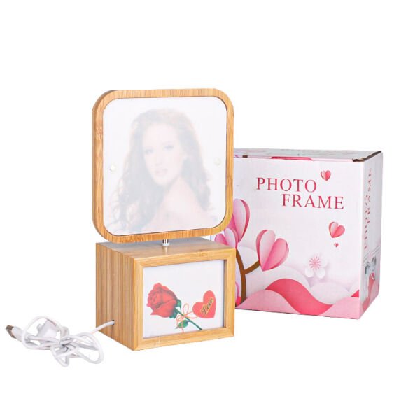 4 Fotoğraflı Ledli Dönen Fotoğraf Çerçevesi 14x24 cm