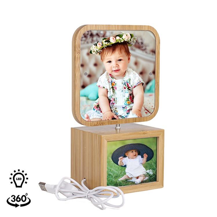 4 Fotoğraflı Ledli Dönen Fotoğraf Çerçevesi 14x24 cm