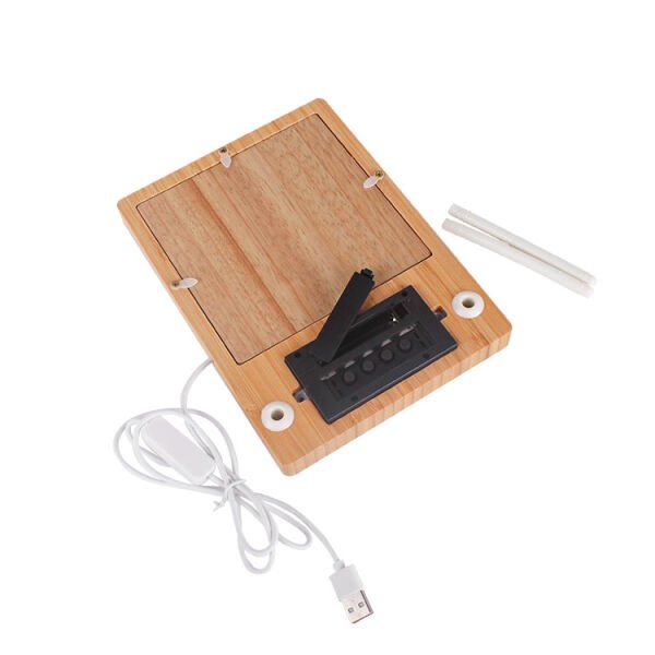 Sihirli Led Ayna Bambu Fotoğraf Çerçevesi Saatli 15x20 cm