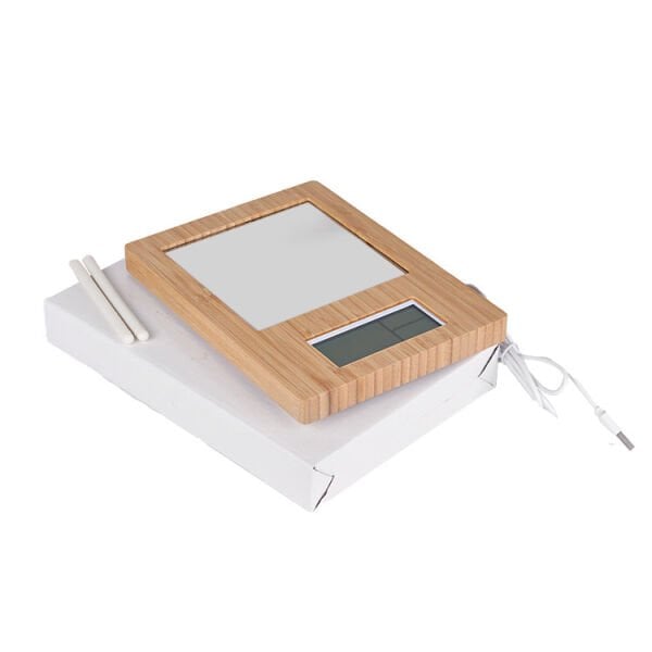 Sihirli Led Ayna Bambu Fotoğraf Çerçevesi Saatli 15x20 cm