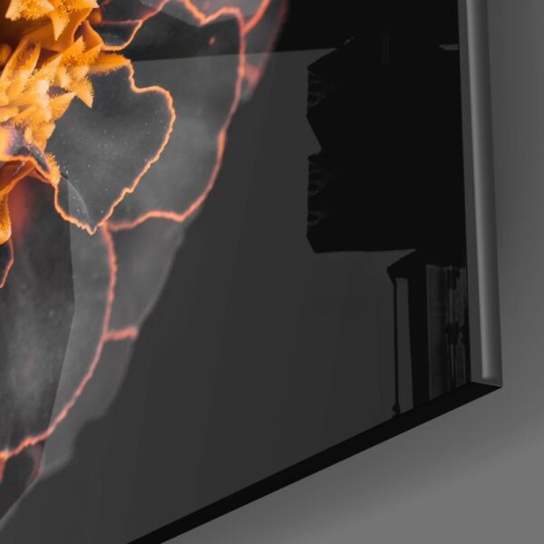 Kahverengi Çiçek Cam Tablo