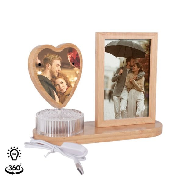 Ledli Dönen Fotoğraf Çerçevesi Kalpli 24x18 cm