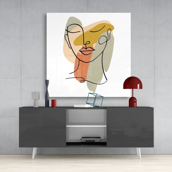 Soyut Çizgiler Cam Tablo