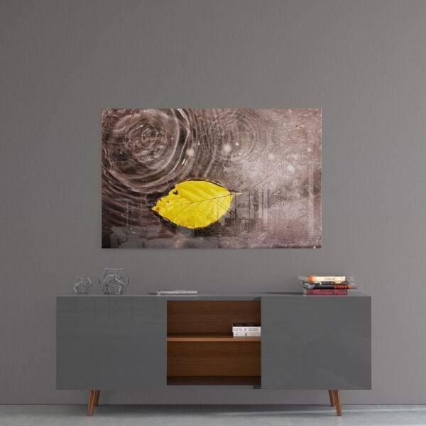 Sarı Yaprak Cam Tablo