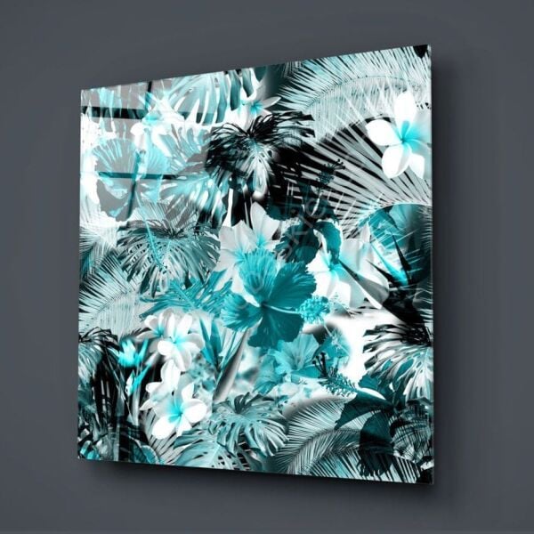Tropik Yapraklar Cam Tablo