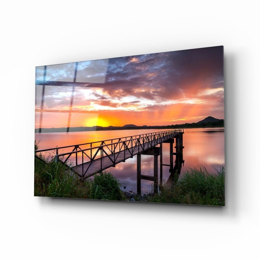 Sahilde Gün Batımı Cam Tablo No:2073