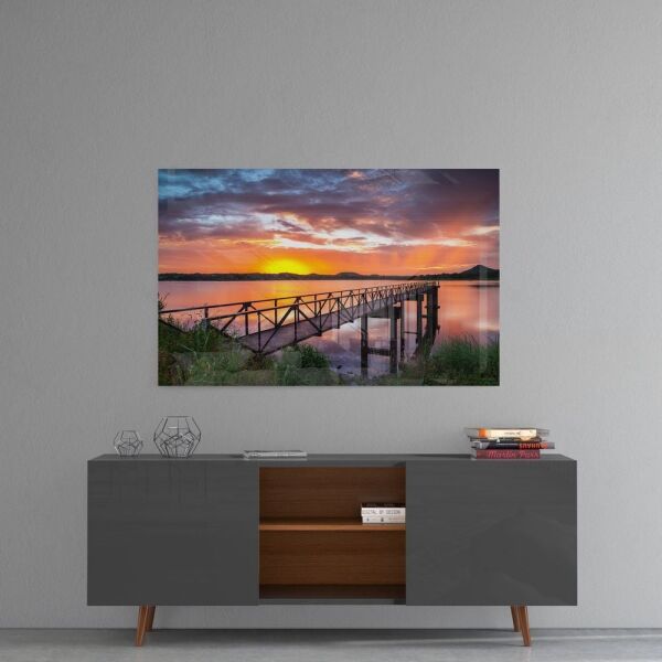 Sahilde Gün Batımı Cam Tablo No:2073