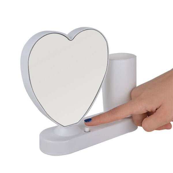 Sihirli Led Ayna Kalemlikli (Kalpli) 17x20 cm