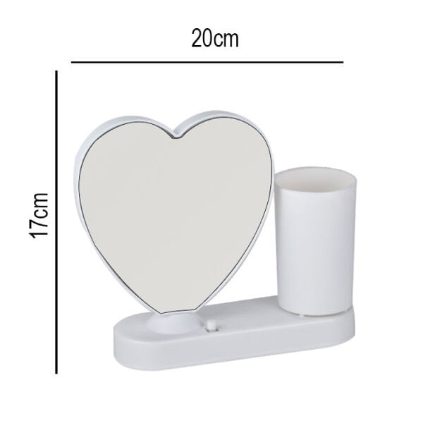 Sihirli Led Ayna Kalemlikli (Kalpli) 17x20 cm