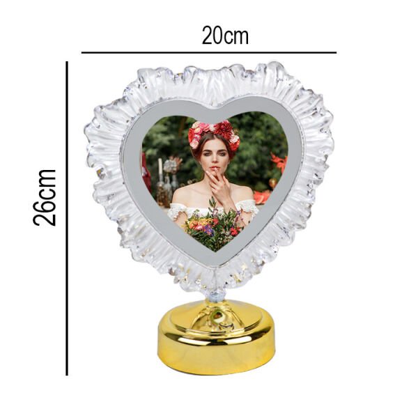Led Işıklı Kalpli Kristal Fotoğraf Çerçevesi 20x26 cm