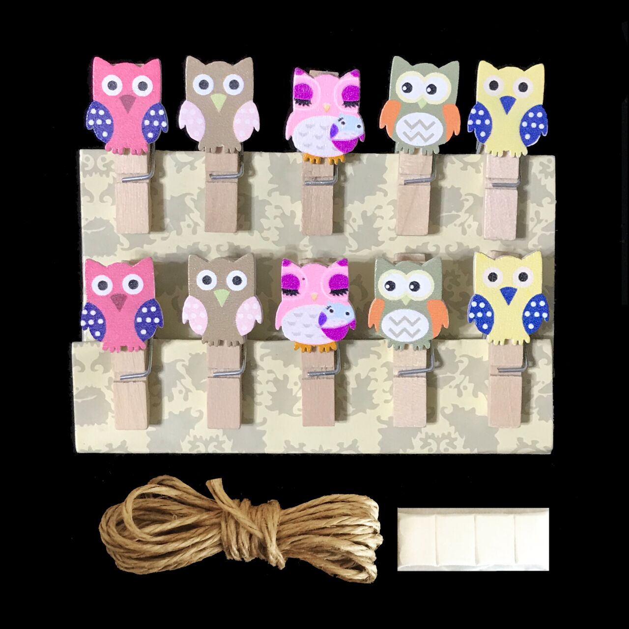 Baykuşlu Mandal Seti 10’lu (Orta Boy)