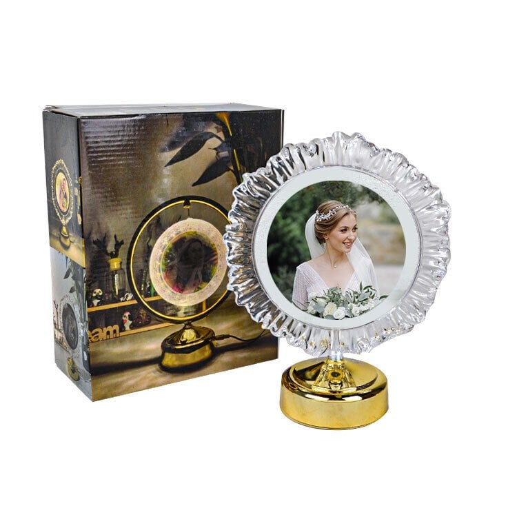 Led Işıklı Yuvarlak Kristal Fotoğraf Çerçevesi 20x26 cm