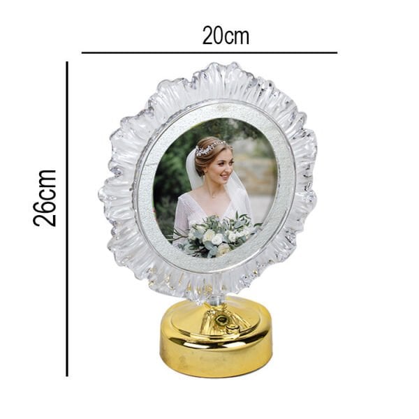 Led Işıklı Yuvarlak Kristal Fotoğraf Çerçevesi 20x26 cm