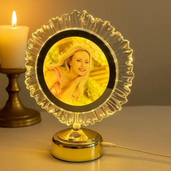 Led Işıklı Yuvarlak Kristal Fotoğraf Çerçevesi 20x26 cm