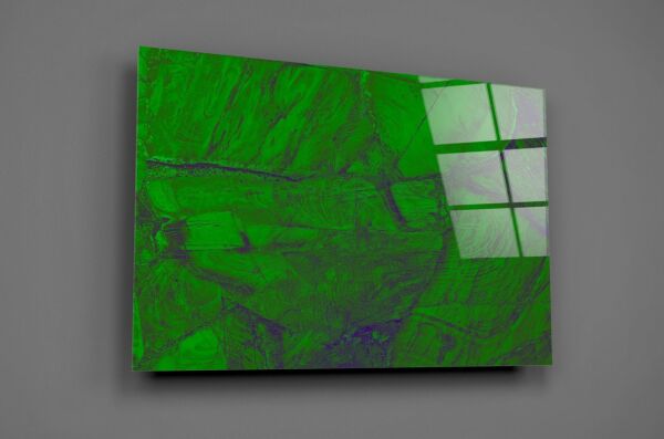 Yeşil Soyut Desen Cam Tablo