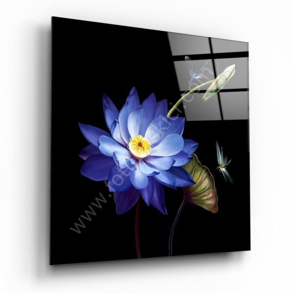 Mavi Çiçek Cam Tablo No:2078