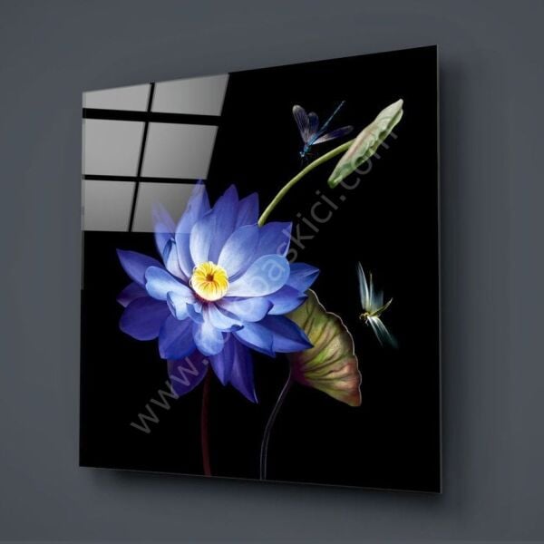 Mavi Çiçek Cam Tablo No:2078