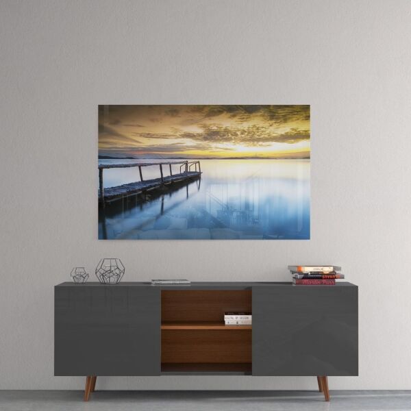 Sahilde Gün Batımı Cam Tablo No:2070