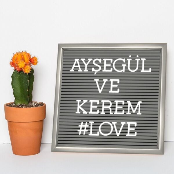 189 Harfli Gümüş Renk Mesaj Yazı Panosu 25x25 cm