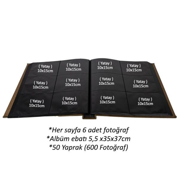 Deri Fotoğraf Albümü Açık Krem 600'lük 10x15