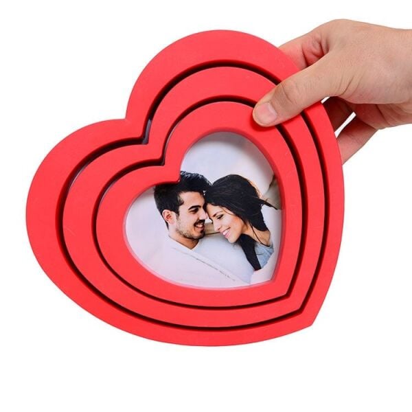 Kırmızı Kalpli Fotoğraf Çerçevesi 3'lü