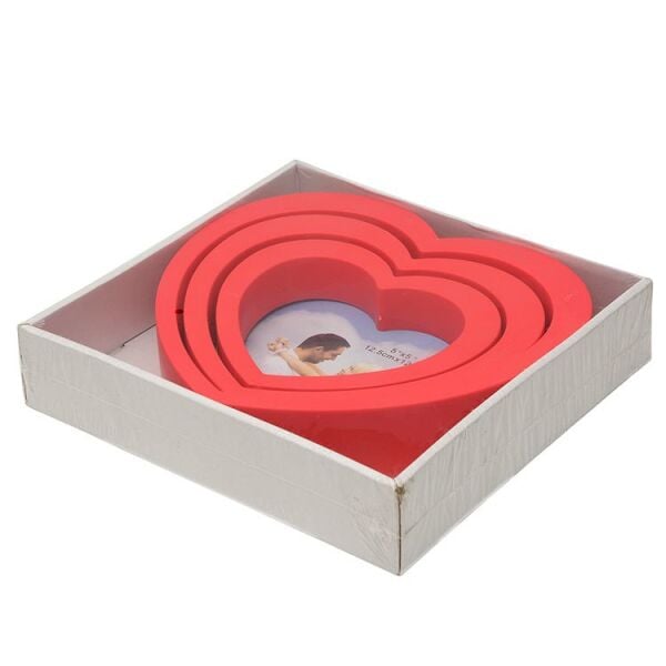 Kırmızı Kalpli Fotoğraf Çerçevesi 3'lü