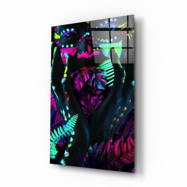 Neon Bakışlar Cam Tablo