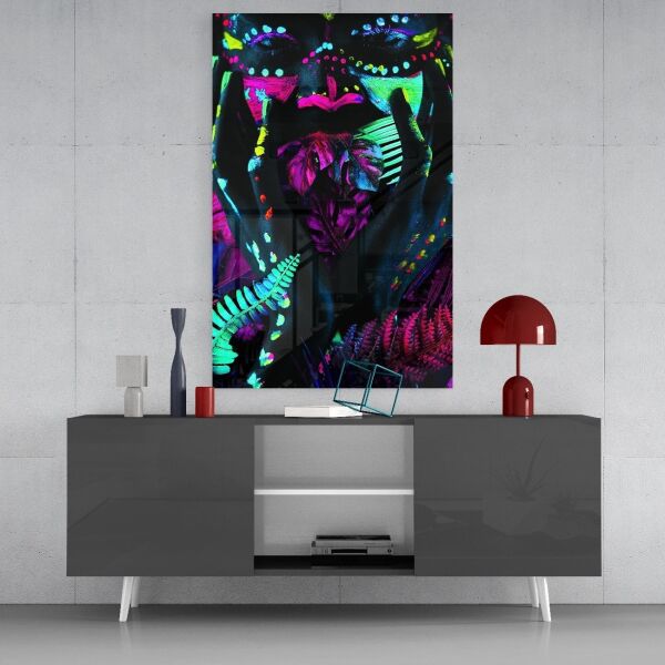 Neon Bakışlar Cam Tablo