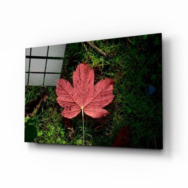 Pembe Yaprak Cam Tablo