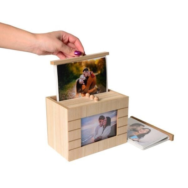 Pencereli ve Çekmeceli Ahşap Fotoğraf Albümü 100'lük 10x15
