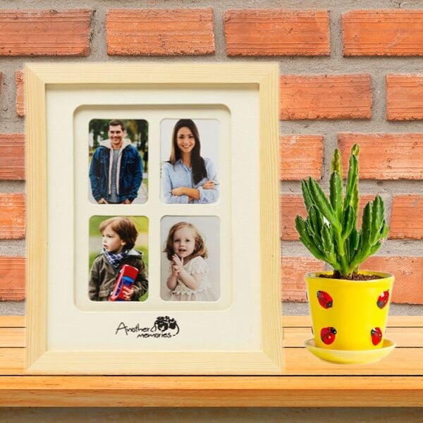 Ahşap Paspartulu 4'lü Fotoğraf Çerçevesi