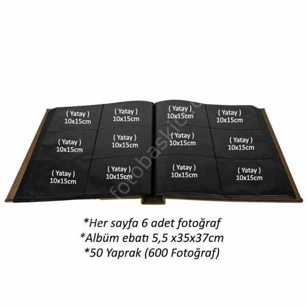 Deri Fotoğraf Albümü Gül Kurusu 600'lük 10x15
