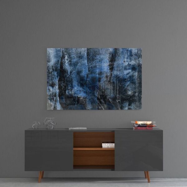 Mavi Soyut Desen Cam Tablo