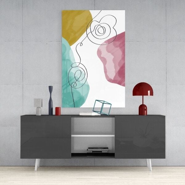 Soyut Şekiller Cam Tablo No:2067