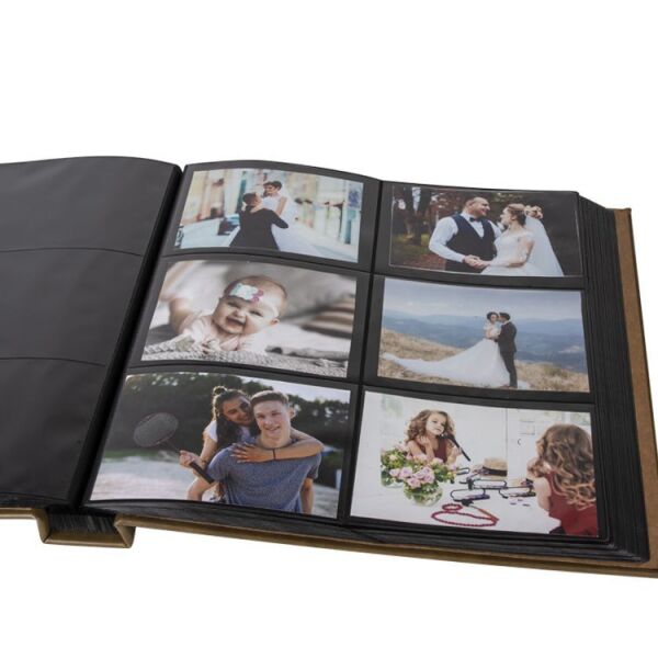 Deri Fotoğraf Albümü Dokulu Kahve 600'lük 10x15