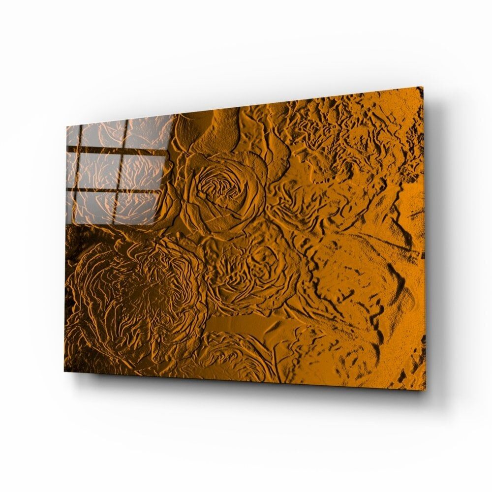 Gül Desenli Cam Tablo