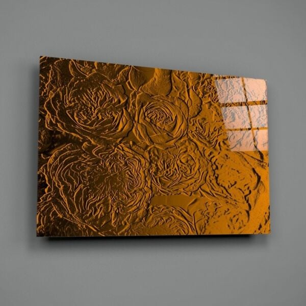 Gül Desenli Cam Tablo