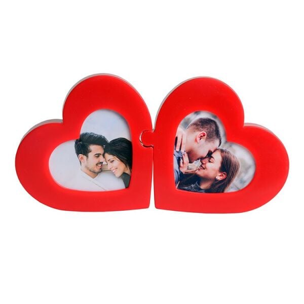 Kırmızı Kalpli Puzzle Fotoğraf Çerçevesi 2'li