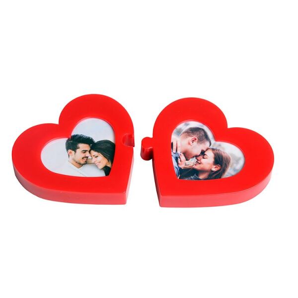 Kırmızı Kalpli Puzzle Fotoğraf Çerçevesi 2'li