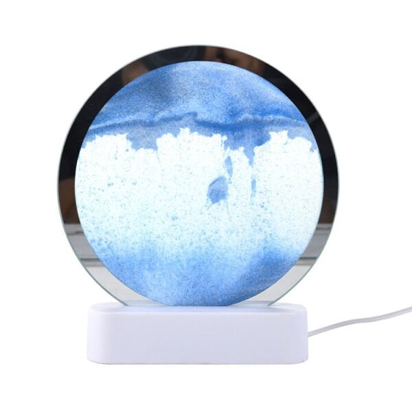 Beyaz Işıklı Dekoratif Sulu Yuvarlak Kum Saati