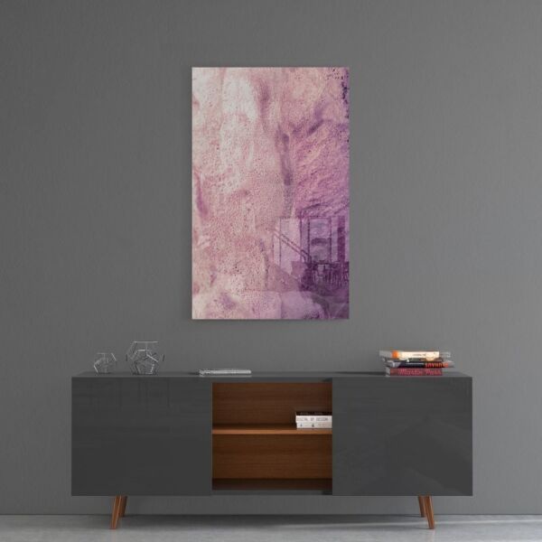 Pembe Soyut Desen Cam Tablo