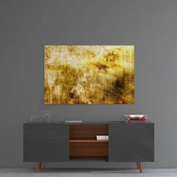 Sarı Soyut Desen Cam Tablo