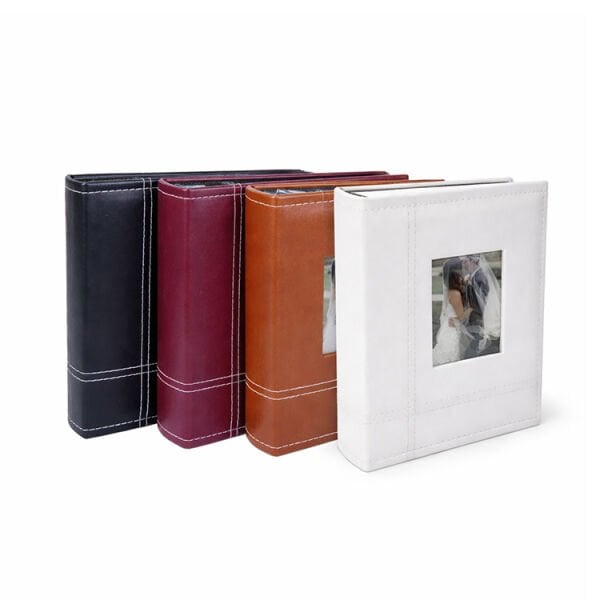 Pencereli Deri Fotoğraf Albümü Beyaz 200'lük 10x15
