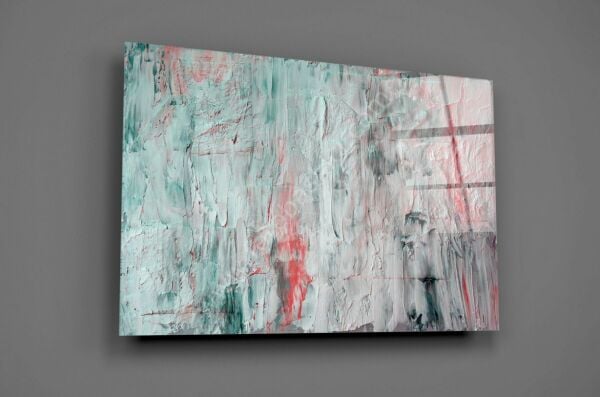 Yağlı Boya Efekti Soyut Desen Cam Tablo