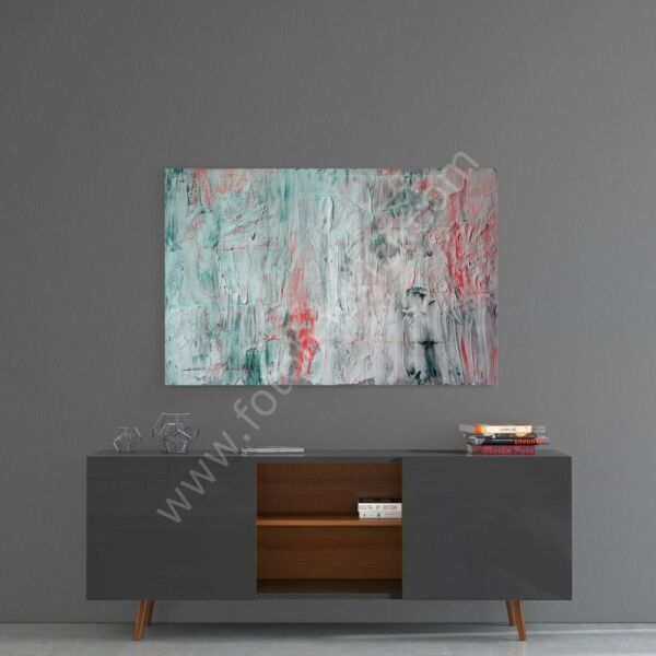 Yağlı Boya Efekti Soyut Desen Cam Tablo