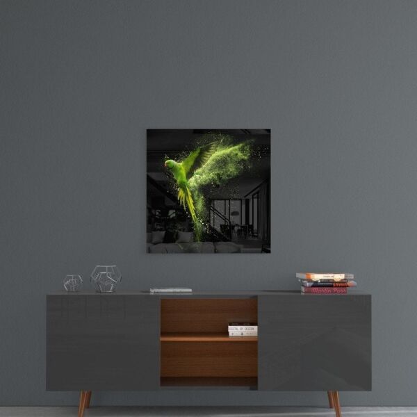 Yeşil Papağan Cam Tablo No:3040