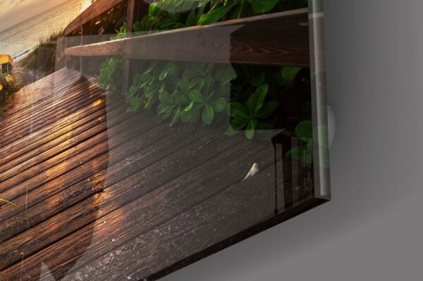 Sahilde Gün Batımı Cam Tablo No:2061