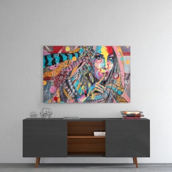 Sessizlik Kadın Cam Tablo