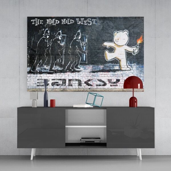 Ayıcığın Direnişi Cam Tablo