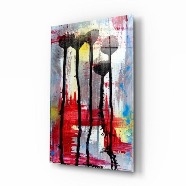 Çiçek Silüetleri Cam Tablo